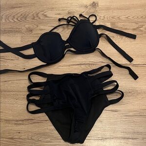 Victoria’s Secret high waist Black Strappy Bikini Set